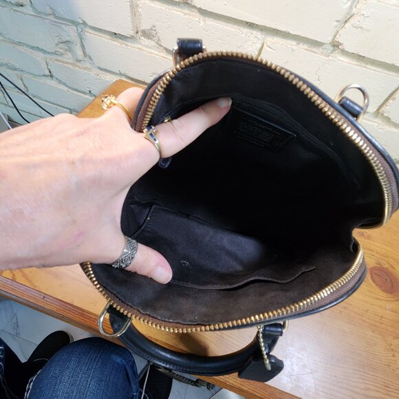 Like New Coach Signature C's Brown & Black Satchel Handbag Purse - Picture 13 of 14